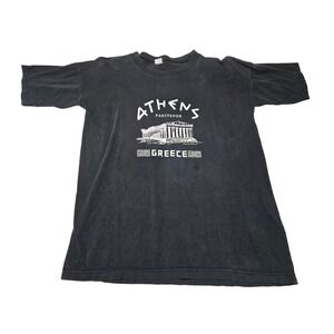 Vintage Athens Parthenon Graphic T Shirt Mens Medium Black Greece Tee